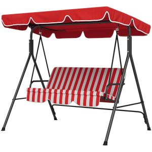 Outsunny Gartenschaukel 3-Sitzer mit verstellbarem Dach, Si…