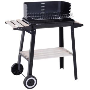 Outsunny Grillwagen Grillstation mit Windschutz 2 Ablagefäc…