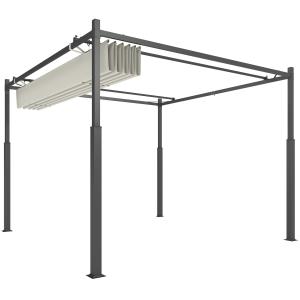 Outsunny Pergola ca. 3x3m Garten Pavillon, Terrassendachung…