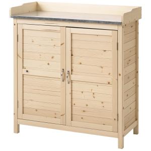 Outsunny Gartenschrank, Pflanztisch mit Unterschrank, Holz,…