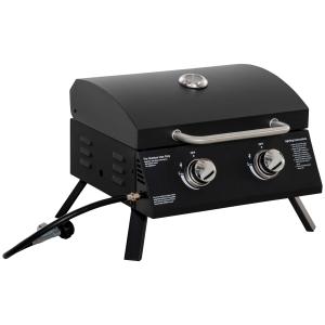 Outsunny Gasgrill mit Deckel, Thermometer und 2 Brennern, t…