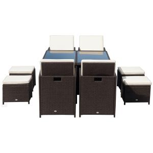 Outsunny Gartenmöbel Essgruppe Polyrattan Sitzgruppe  21 tl…