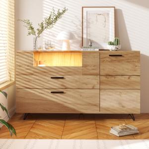 Sideboard mit Glastüren und App-gesteuerten LED-Leuchten, m…