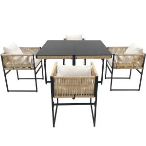 Garten-Essgruppe 5-tlg mit 1 Esstisch und 4 stapelbaren Stü…