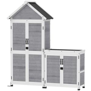 Outsunny 2 in 1 Gartenschrank Holz, Geräteschuppen mit Aufb…