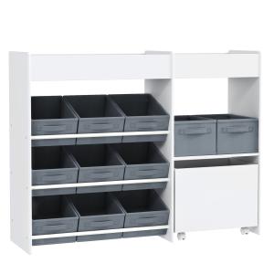 AIYAPLAY Kinderregal Spielzeugregal mit 11 Stoffboxen, ober…