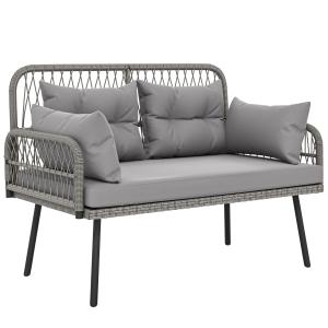 Outsunny Gartensofa mit Kissen und Polstern 2-Sitzer aus ge…