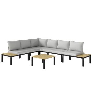 Outsunny Modulares Gartenlounge-Set 6-teilig - Außen-Sofa-S…