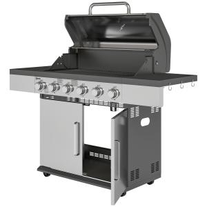 Outsunny Gasgrill 8500BTU Grillwagen inkl 6 Edelstahl-Brenn…