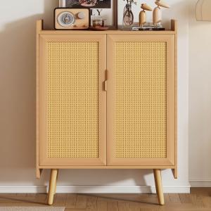 Sideboard Kommode mit Rattan-Türen, verstellbaren Regalböde…