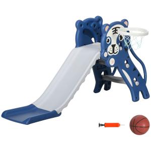 AIYAPLAY 3 in 1 Kinderrutsche mit Klettergerüst Basketballk…