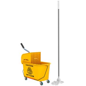 HOMCOM Reinigungswagen 20L Putzwagen mit Presse und Kehrgar…