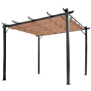 Outsunny Pergola Pavillon 3 x 4 m mit einstellbarem Stoffda…