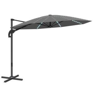 Outsunny Alu Ampelschirm LED Solar Ø300cm höhenverstellbar…