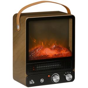 HOMCOM Elektrokamin 750/1500W mit Flammeneffekt, Überhitzun…