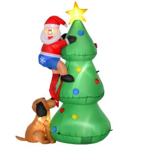HOMCOM Aufblasbarer Weihnachtsbaum mit Weihnachtsmann und d…
