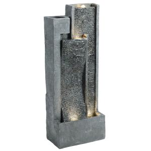 Outsunny Springbrunnen 3-stufig Gartenbrunnen mit LED Beleu…