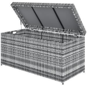 Outsunny Rattan Auflagenbox 380L wetterfest Kissenbox mit D…