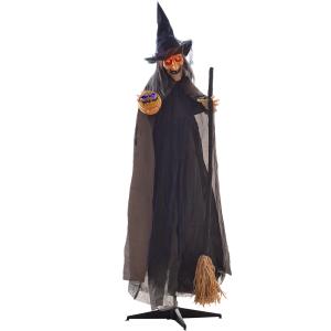 HOMCOM 190cm Halloween Dekoration Halloween-Hexe mit LED-Li…