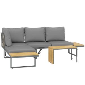 Outsunny Ecksofa Gartenmöbel-Set für 6 Personen aus Akazien…