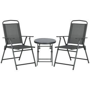 Outsunny Bistro-Set 3-teilig aus Metall Wetterfest Gartenmö…