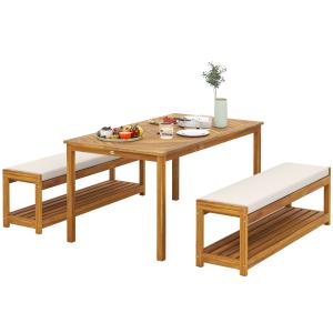 Outsunny 3 tlg. Gartenmöbel-Set Akazienholz Sitzgarnitur in…
