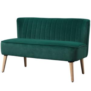 HOMCOM 2-Sitzerl Loungesofa Zweier Sofa Holz Samtartiges Po…