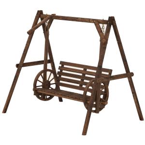 Outsunny Gartenbank für 2 Personen aus Holz mit Armlehnen u…