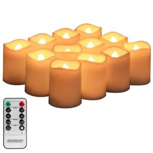 LED Echtwachs Kerzen 12er-Set inkl. Fernbedienung