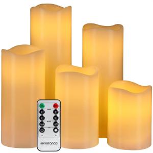 LED Echtwachs Kerzen 5er-Set inkl. Fernbedienung