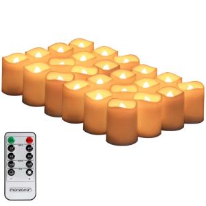 LED Echtwachs Kerzen 24er-Set inkl. Fernbedienung