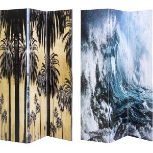 Paravent Triptychon Wave vs Palms 120x180cm