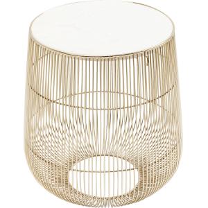 Beistelltisch Beam Weiß Marmor Brass Ø32cm
