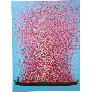 Bild Touched Flower Boat Blau Pink 120x160cm