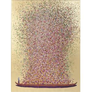 Bild Touched Flower Boat Gold Pink 80x100cm