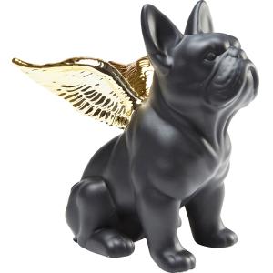 Deko Figur Sitting Angel Dog Gold-Schwarz