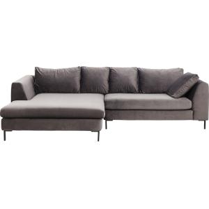 Ecksofa Gianni Velvet Grau Links Schwarz