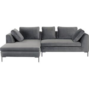 Ecksofa Gianni Velvet Grau Links Schwarz