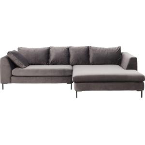 Ecksofa Gianni Velvet Grau Rechts Schwarz