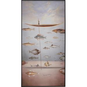 Gerahmtes Bild Cloud Fisherman Boat 60x120cm