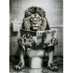 Glasbild Bath Lion 60x80cm
