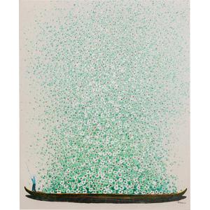 Leinwandbild Flower Boat Beige Grün 40x50cm