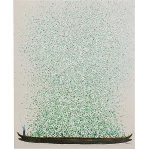 Leinwandbild Flower Boat Beige Grün 80x100cm