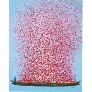 Leinwandbild Flower Boat Blau Pink 30x40cm