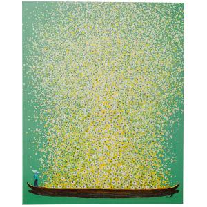 Leinwandbild Flower Boat Grün Gelb 80x100cm
