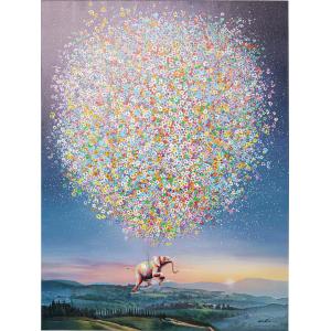 Leinwandbild Flying Elephant At Night 120x160cm