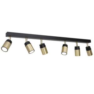 Deckenleuchte Schwarz Messing 6 flammig 106 cm