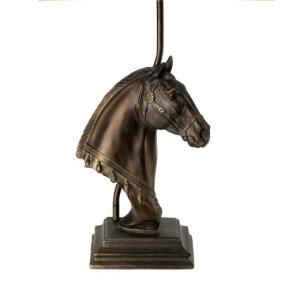 Gestell für Tischlampe 38 cm Pferdebüste Resin in Bronze