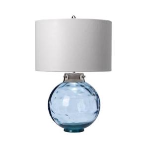 Tischlampe Glas Stoff E27 55,5 cm Weiß Blau LUBIELA