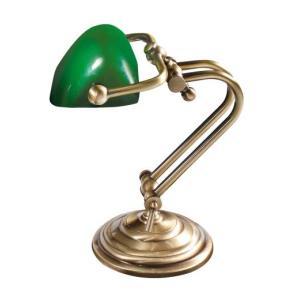 Schreibtischlampe Bronze Glasschirm Grün